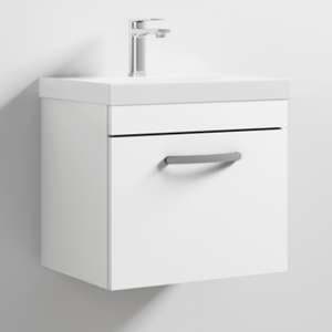 Athenia 50cm 1 Drawer Wall Vanity With Basin 3 In Gloss White - UK