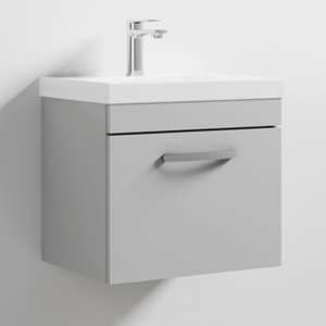 Athenia 50cm 1 Drawer Wall Vanity With Basin 3 In Grey Mist - UK