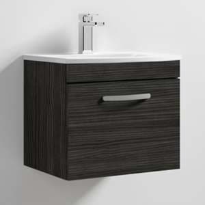 Athenia 50cm 1 Drawer Wall Vanity With Basin 4 In Black - UK