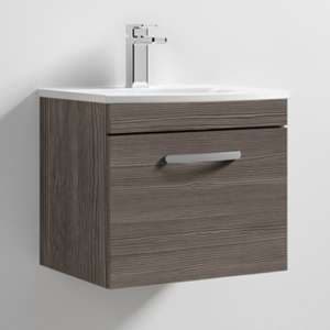 Athenia 50cm 1 Drawer Wall Vanity With Basin 4 In Brown Grey - UK