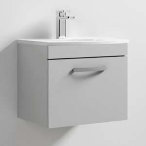Athenia 50cm 1 Drawer Wall Vanity With Basin 4 In Grey Mist - UK