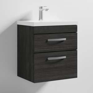 Athenia 50cm 2 Drawers Wall Vanity With Basin 1 In Black - UK