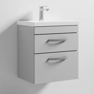 Athenia 50cm 2 Drawers Wall Vanity With Basin 1 In Grey Mist - UK