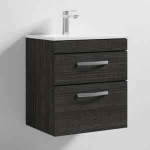 Athenia 50cm 2 Drawers Wall Vanity With Basin 2 In Black - UK