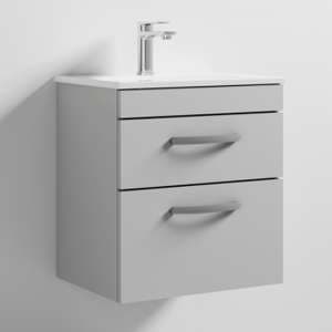 Athenia 50cm 2 Drawers Wall Vanity With Basin 2 In Grey Mist - UK