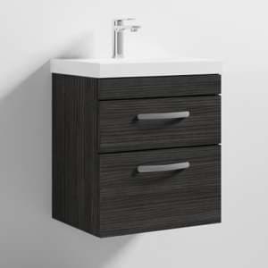 Athenia 50cm 2 Drawers Wall Vanity With Basin 3 In Black - UK