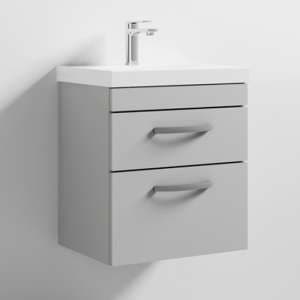 Athenia 50cm 2 Drawers Wall Vanity With Basin 3 In Grey Mist - UK