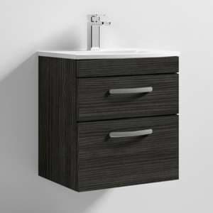Athenia 50cm 2 Drawers Wall Vanity With Basin 4 In Black - UK