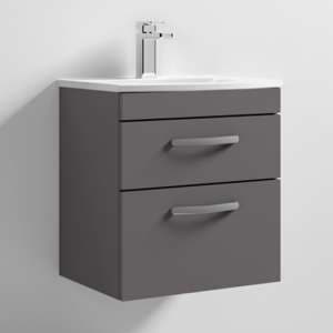 Athenia 50cm 2 Drawers Wall Vanity With Basin 4 In Gloss Grey - UK