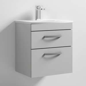 Athenia 50cm 2 Drawers Wall Vanity With Basin 4 In Grey Mist - UK