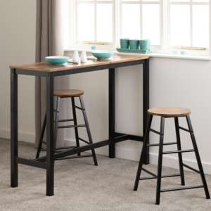 Alsip Acacia Effect Wooden Breakfast Bar Table With 2 Stools
