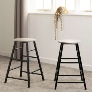 Alsip Concrete Effect Wooden Bar Stools In Pair