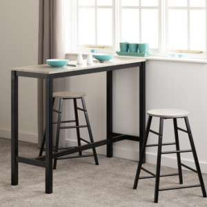 Alsip Concrete Effect Wooden Breakfast Bar Table With 2 Stools