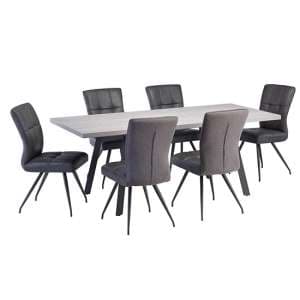 Athink Extending Grey Dining Table With 6 Kebrila Grey Chairs - UK
