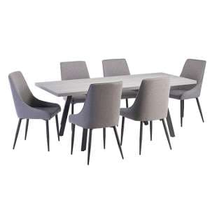 Athink Extending Grey Dining Table 6 Remika Mineral Grey Chairs - UK