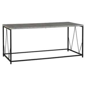 Alsip Rectangular Coffee Table In Concrete Effect And Black - UK