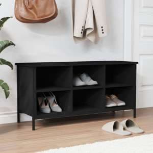 Atlanta Shoe Storage Bench 6 Compartments In Black - UK