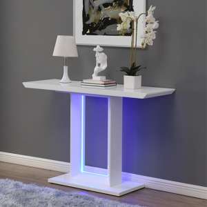 Atlantis High Gloss Console Table In White With LED Lighting