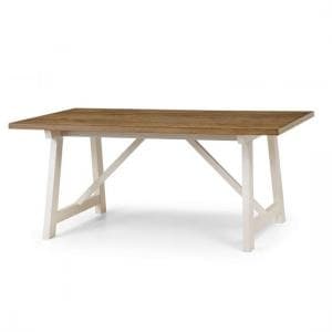 Palesa Wooden Dining Table In Oak With Ivory Lacquered Base - UK