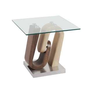 Atlas Glass End Table With Wooden And Steel Base - UK