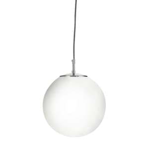 Atom Small Opal Glass Ceiling Pendant Light In Satin Silver - UK