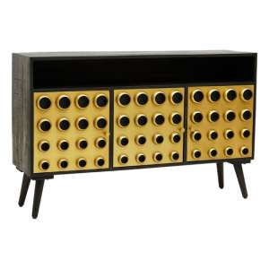 Atria Wooden Sideboard With 3 Doors In Black And Gold - UK
