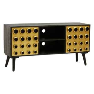 Atria Wooden TV Stand With 2 Doors In Black And Gold - UK
