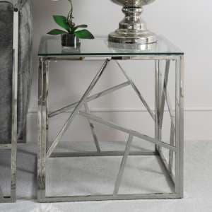 Attica Clear Glass End Table With Chrome Stainless Steel Base - UK
