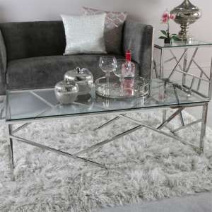 Attica Glass Coffee Table With Chrome Stainless Steel Base