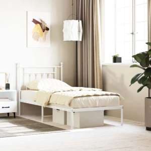 Attica Metal Single Bed With Headboard In White - UK