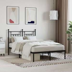 Attica Metal Small Double Bed With Headboard In Black - UK