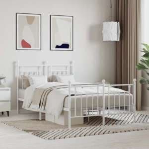 Attica Metal Small Double Bed In White - UK