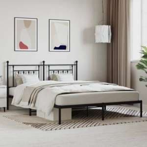 Attica Metal Super King Size Bed With Headboard In Black - UK