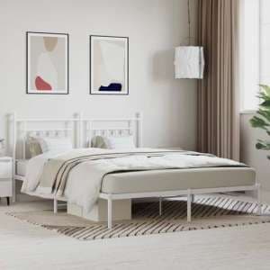 Attica Metal Super King Size Bed With Headboard In White - UK