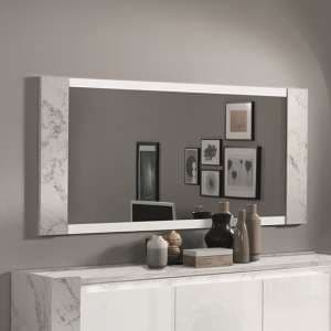 Attoria Bedroom Mirror In White Marble Effect Wooden Frame