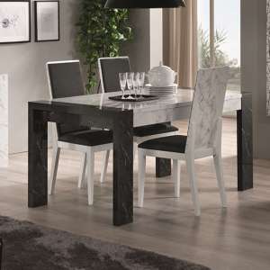 Attoria Gloss Black And White Marble Effect Dining Table 4 Chair