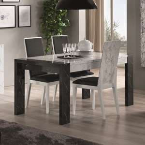 Attoria Large Dining Table In Black And White Marble Effect
