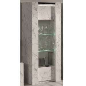 Attoria LED 1 Door Display Cabinet Black And White Marble Effect