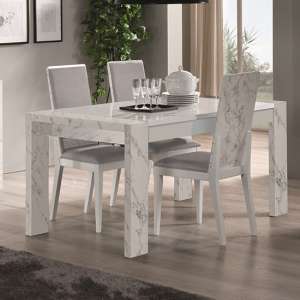 Attoria Gloss White Marble Effect Dining Table With 4 Chairs