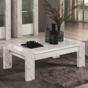 Attoria Wooden Coffee Table In White Marble Effect