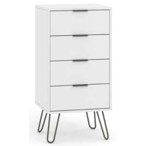 Avoch Narrow Chest Of Drawers In White With 4 Drawers - UK