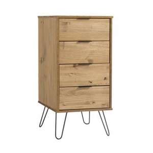 Avoch Narrow Chest Of Drawers In Waxed Pine With 4 Drawers - UK