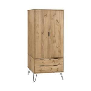 Avoch Wooden Wardrobe In Waxed Pine With 2 Doors 2 Drawers
