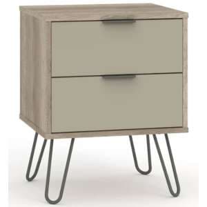 Avoch Wooden Bedside Cabinet In Driftwood With 2 Drawers - UK