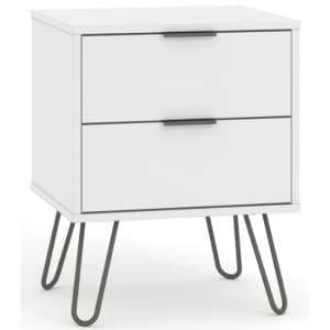 Avoch Wooden Bedside Cabinet In White With 2 Drawers - UK
