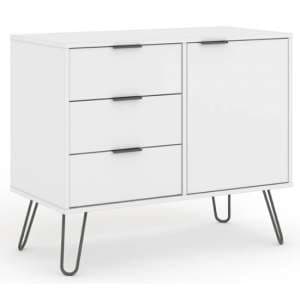 Avoch Wooden Sideboard In White With 1 Door 3 Drawers - UK