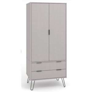 Avoch Wooden Wardrobe In Grey With 2 Doors And 2 Drawers - UK