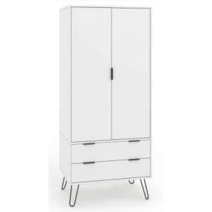 Avoch Wooden Wardrobe In White With 2 Doors And 2 Drawers - UK