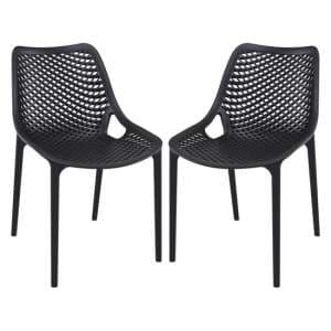Aultas Outdoor Black Stacking Dining Chairs In Pair - UK