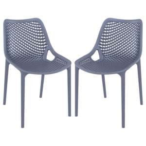 Aultas Outdoor Dark Grey Stacking Dining Chairs In Pair - UK